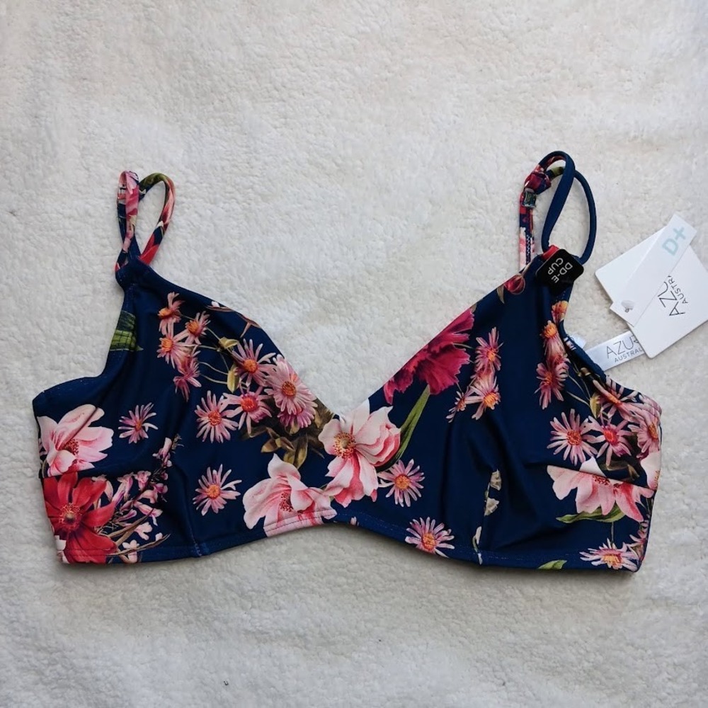 Azura Australia Bikini Top Size US 10 DD–E Cup Floral Print Underwire Swimwear